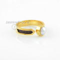 Water Pearl Ring, 18k Gold Pearl Gemstone Rings Handmade Jewelry